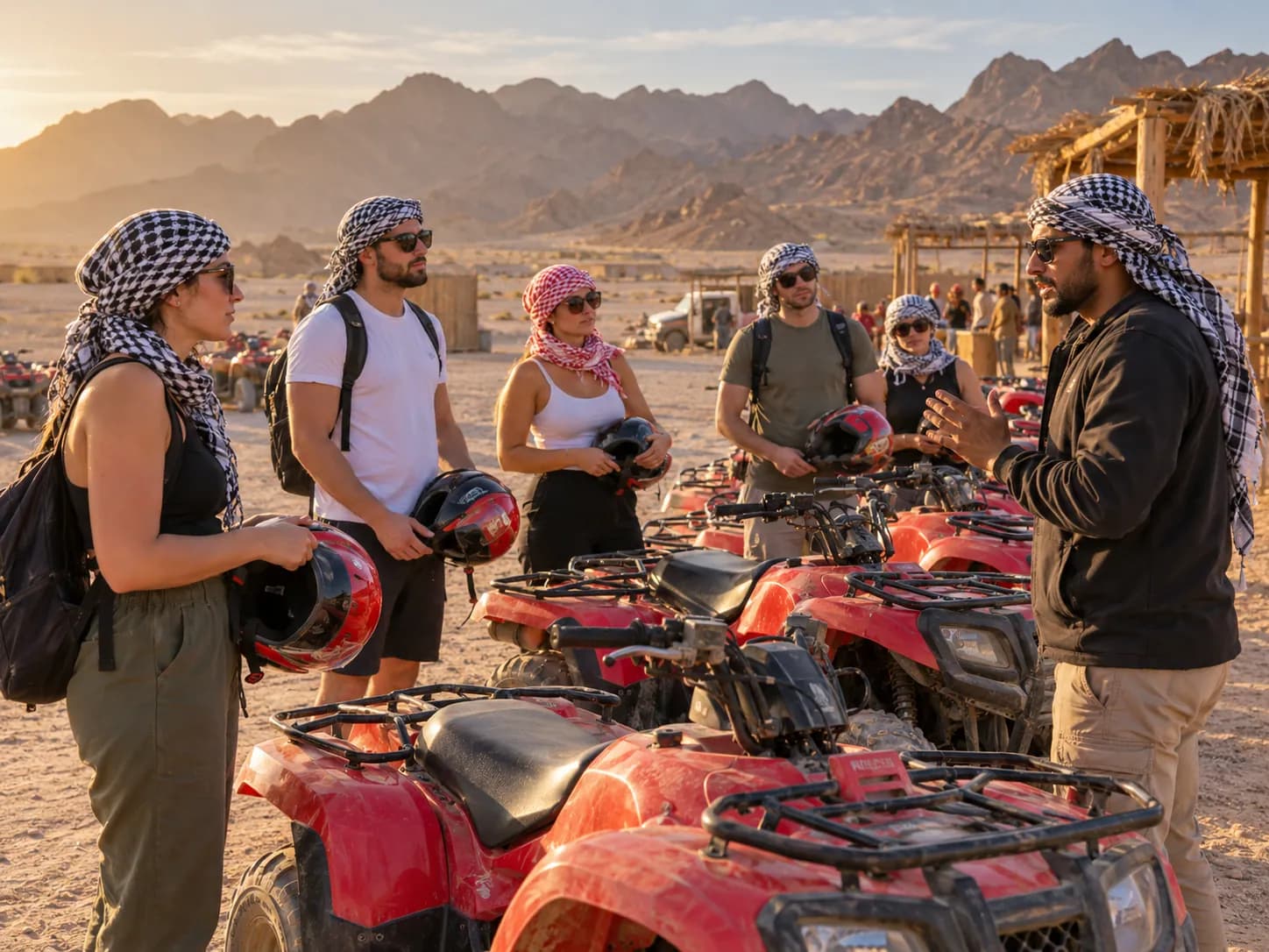 A safety briefing beside the quads before the ride