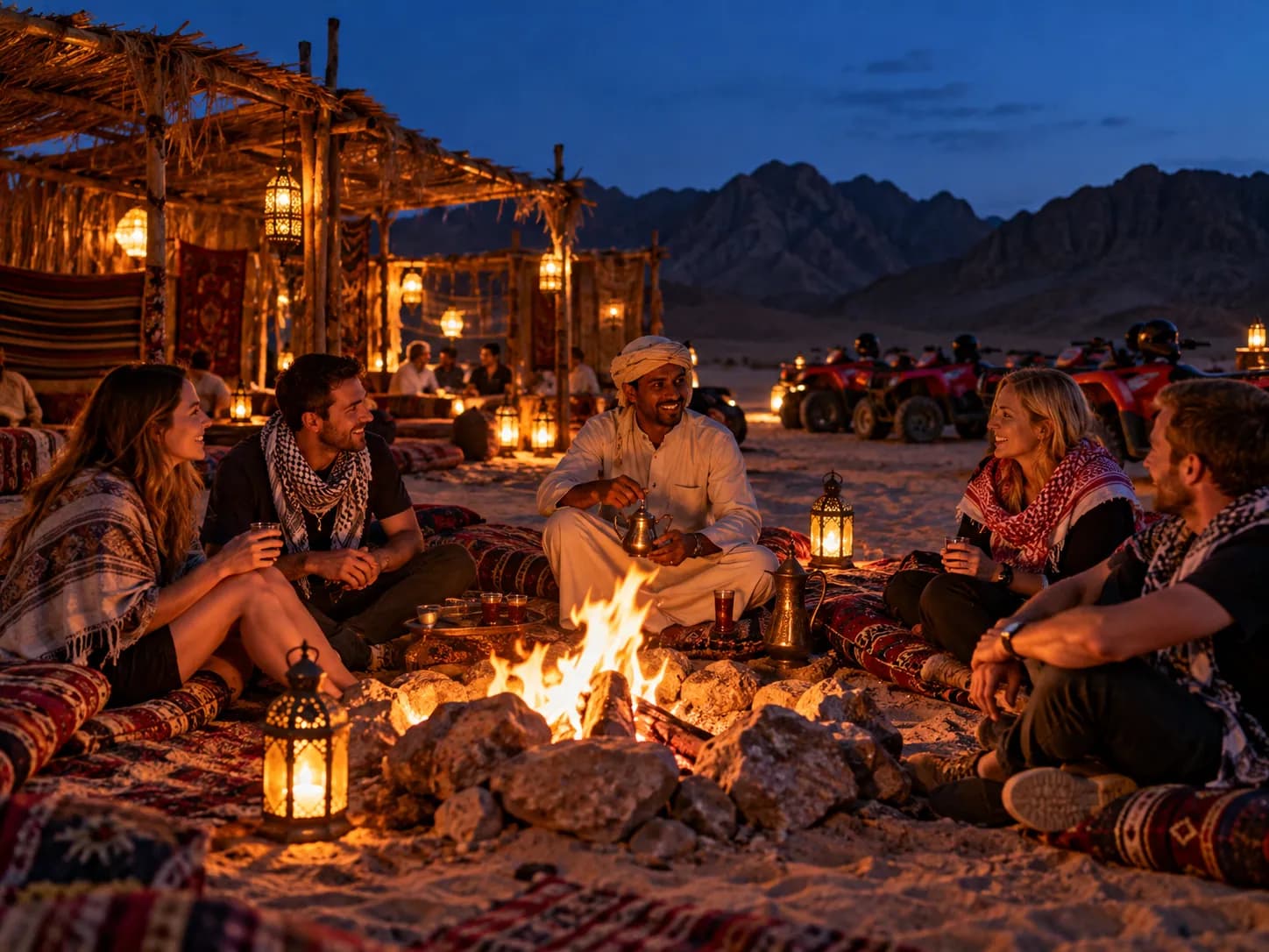 Sitting around the campfire after dinner