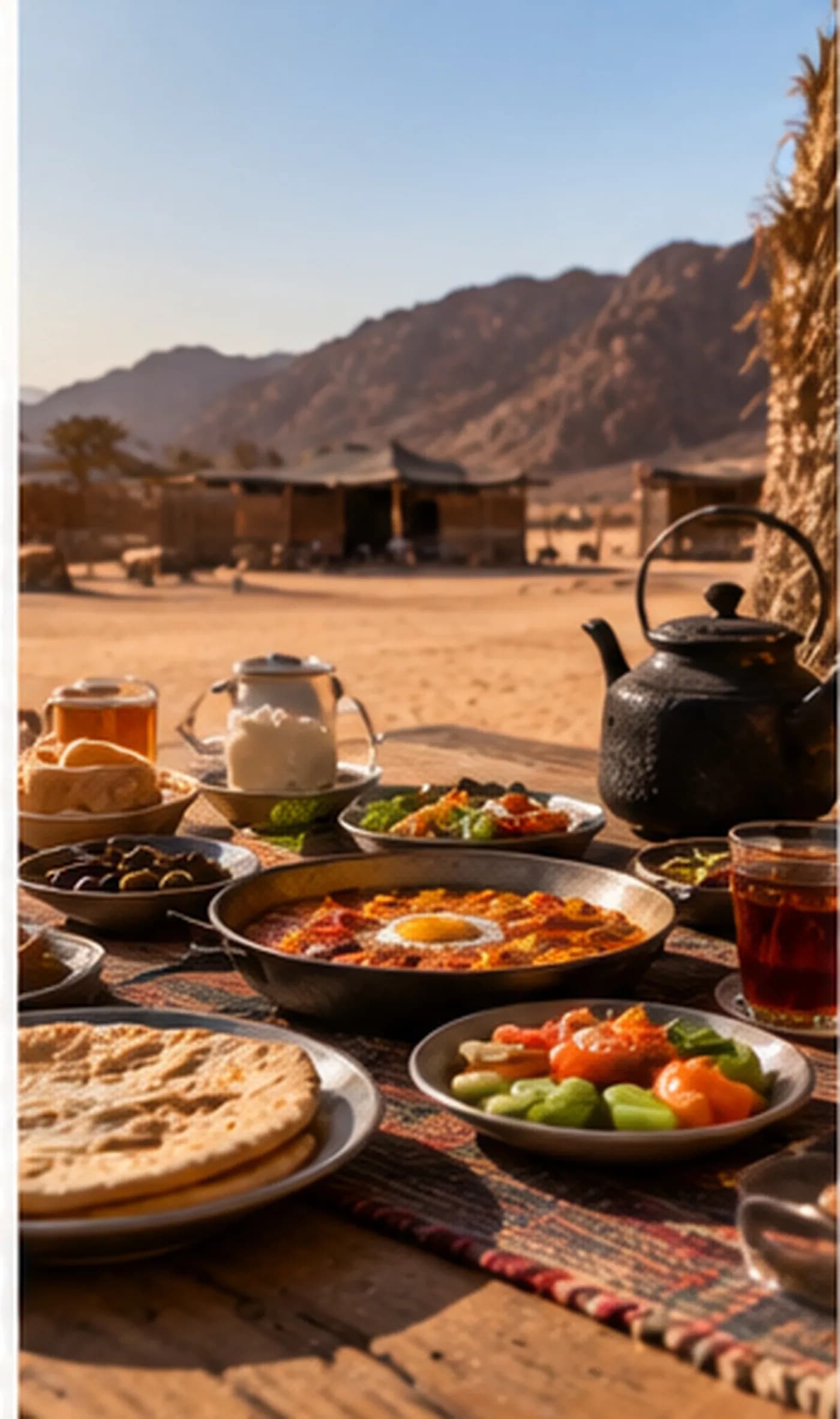 Breakfast laid out at camp in the morning