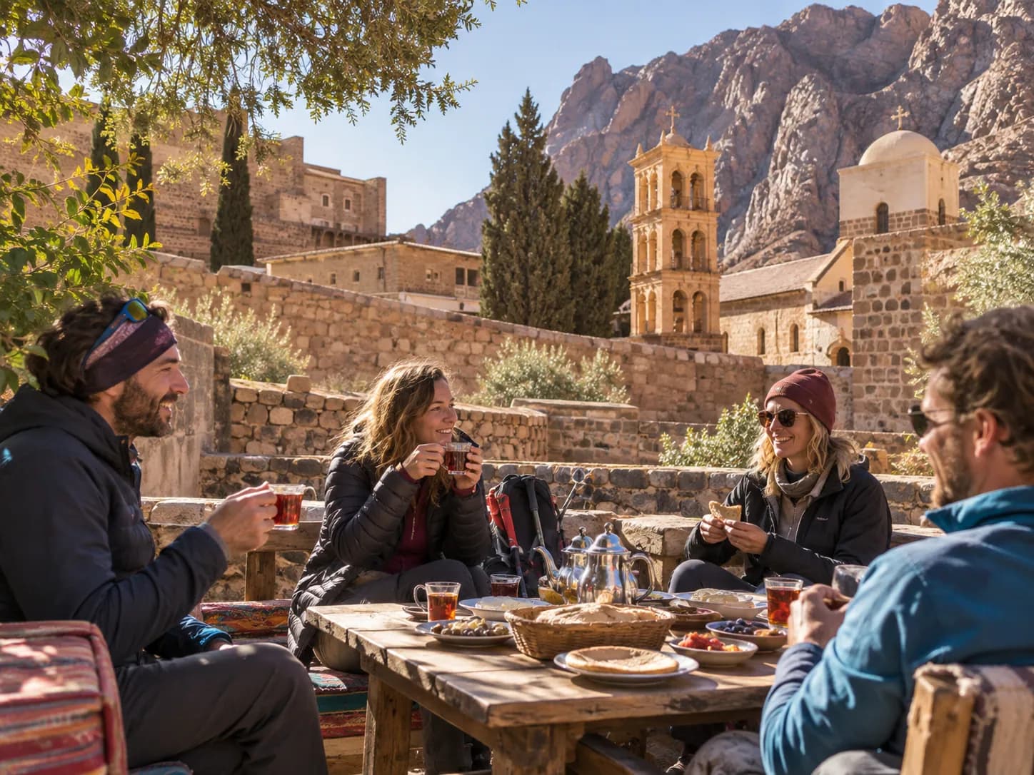 Breakfast near the monastery after the climb