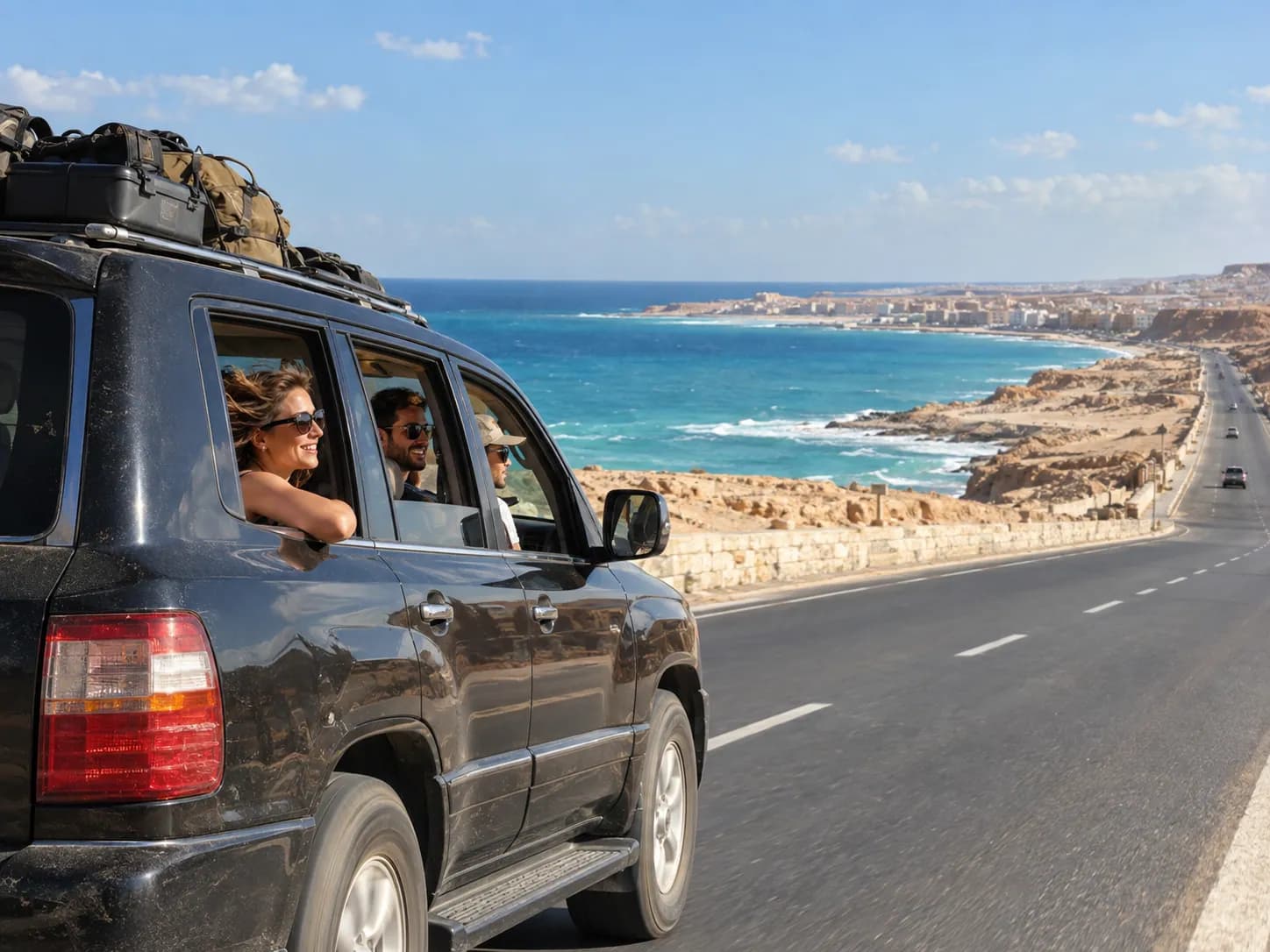 The 4×4 on the coast road near Marsa Matruh