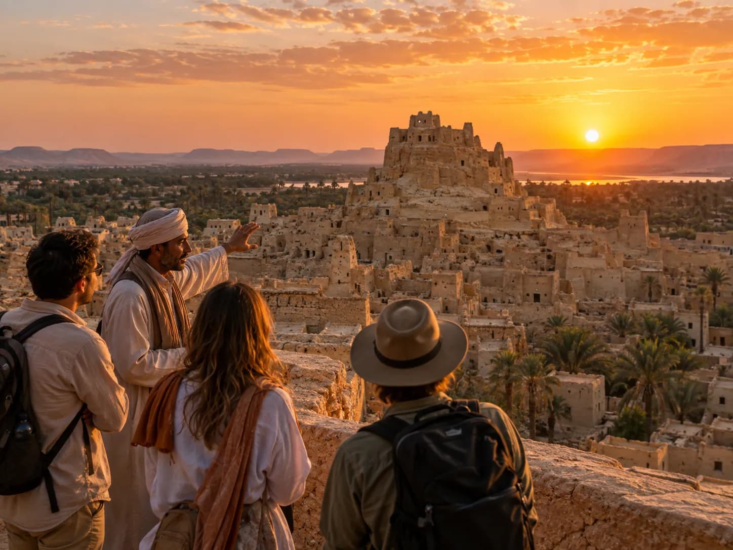 Arriving in Siwa as the sun sets over Shali